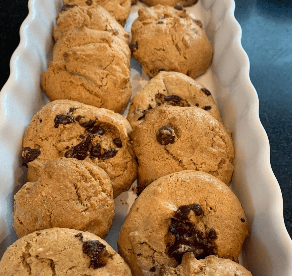 Gluten Free LowGlycemic Almond Butter Dark Chocolate Chip Cookies